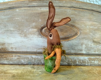 Primitive Rabbit - Primitive Bunny - Primitive - Easter Bunny - Hare - Carrots - Rustic - Farmhouse - Easter - Easter Decor - Spring - Faap