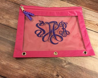 Back To School;Pencil Pouch;Personalized Supplies;Pencil Bag;Zipper Pouch;School Supplies;Monogram Decal;Vinyl Decal;Binder Bag;
