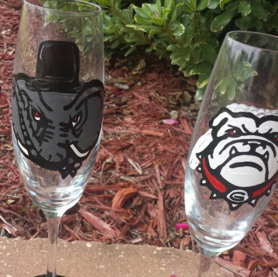 House Divided College Wedding Glasses