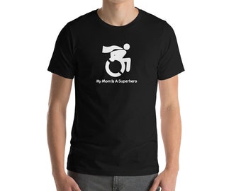 My Mom Is A Superhero Wheelchair Logo Disability Awareness Tee Shirt