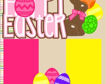 Scrapbook Page Kit Hoppy/Happy Easter-Girl Premade Scrapbook Pages 2-page 12X12 Scrapbook Page Kit or Premade Layout