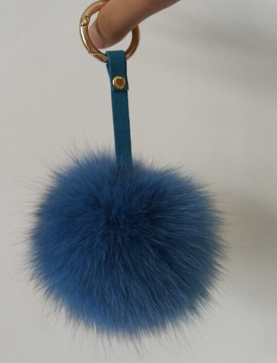 real pom pom keychain fur pom fur Plush Fur real keychain bag Puffs charm pom Fox