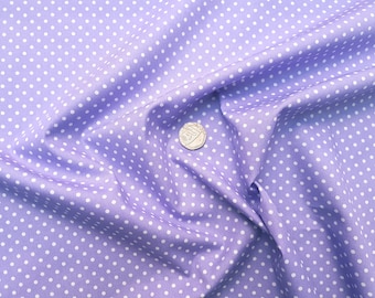 Rose & Hubble 100% Cotton Poplin Fabric - 3mm Polkadot Spot - Lilac - Dressmaking , Quilting, Craft Material