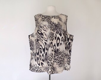 LYDIA // 1980s leopard print sleeveless oversized blouse
