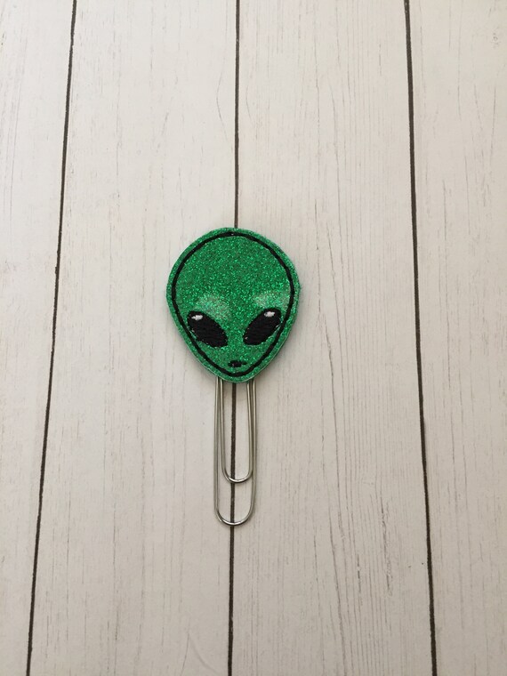 Glitter Alien Planner Clip/Planner Clip/Bookmark. Glitter Planner Clip. Alien Planner Clip. Extraterrestrial planner clip. Space clip