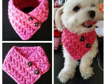 Small Dog Crocheted scarf, Dog neck warmer PINK Colors fits most S or M dogs