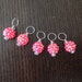 Pink Sequins and silver glass seed beads - set of 5 knitting stitch markers
