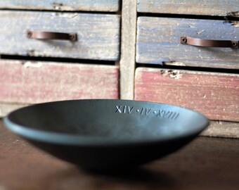11th Anniversary Personalised steel bowl Medium metal bowl Hand forged Metal bowl with hand stamped personalized message steel gift Handmade