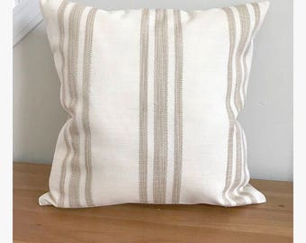Pillow Cover, Cream Pillow Cover, Tan pillow cover, Striped pillow cover, Neutral pillow cover, Textured Pillow Cover