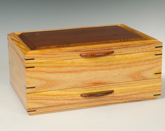 Canarywood Jewelry Box with Walnut Accents