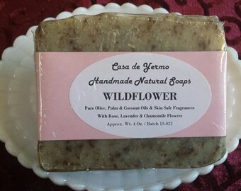 Wildflower Scrub Hand Soap Beauty and Bath Bar. Olive, Palm and Coconut Oils and Skin Safe Fragrances. (Use Coupon Code CDY18)