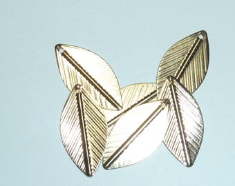 4 "leaf" 25x13mm goldtone charms