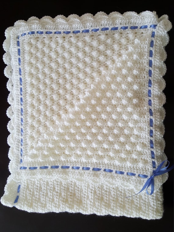 Homemade Crocheted Popcorn stitch Baby Blanket