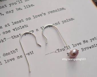 6 pieces (3 pairs) 925 sterling silver 23mm hook earring for half drilled beads bead findings earring component
