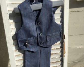Vintage blue grey vest and pants (2t vest and pants)