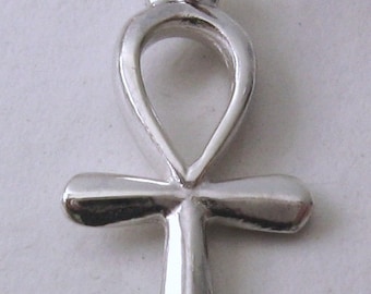 Genuine SOLID 925 STERLING SILVER 3D Egyptian Ankh key of life charm/pendant
