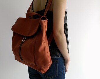 Orange Pumpkin School Backpack ,Canvas Satchel laptop Rucksack,Unisex bag , Travel women diaper bag / Sale 25 % - no.102 -TANYA