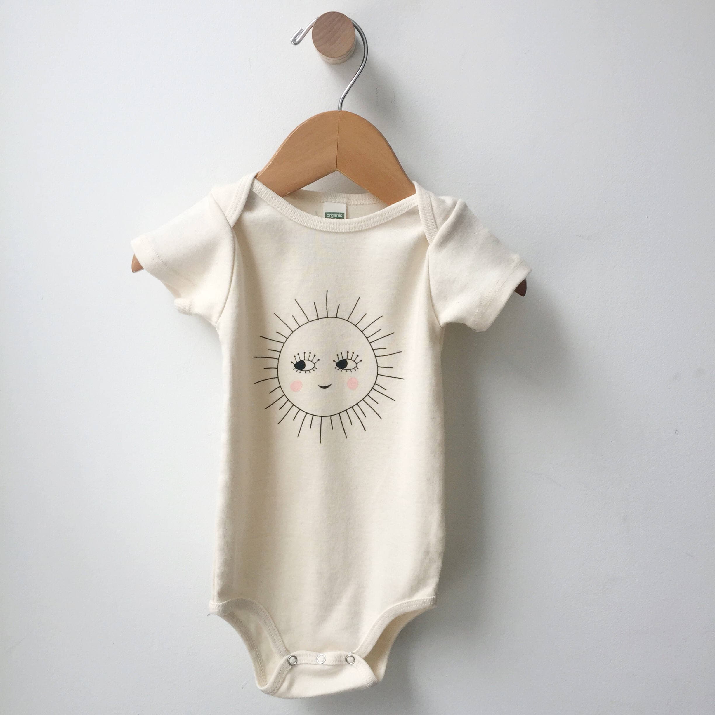 Organic baby onesie Gender neutral baby clothes Sun print