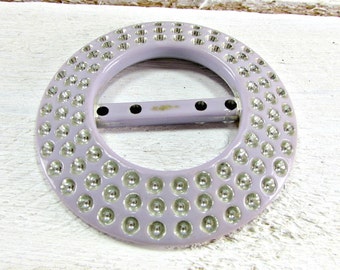 Vintage Sash Belt Buckle, Womans Purple Belt Buckle, Lavender Plastic Belt Buckle, Large Round Circle Belt Buckle, 60s 70s Fashion Accessory