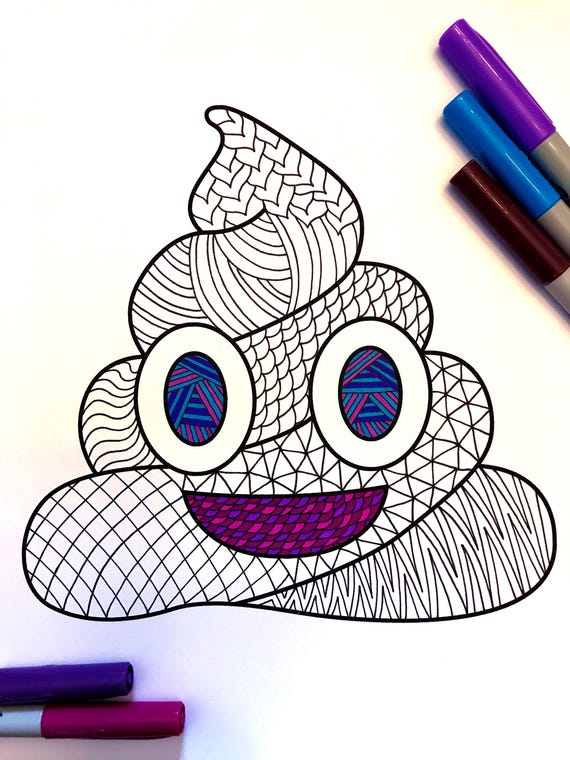 Download Poop Emoji PDF Zentangle Coloring Page