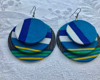 African fabric hoop earrings