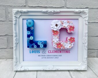 Personalised name frame, Sibling gift, Gift for Twins, New baby gift, Family name frame, Baby name frame, Custom name frame, Nursery decor