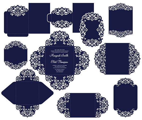 Big Set Cricut Wedding Invitation Template Gate Fold Card