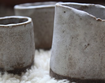 Tiny, rustic, stoneware succulent pots