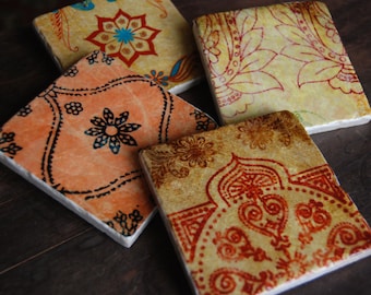 Coasters - Jewel of India coaster set - immediate shipping