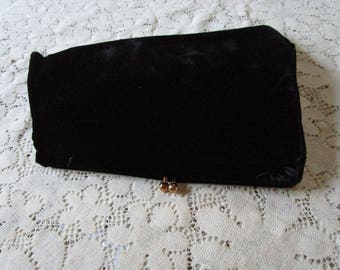 30% SALE-Vintage Designer Bobbie Jerome Black Velvet Woman's Evening Clutch Purse