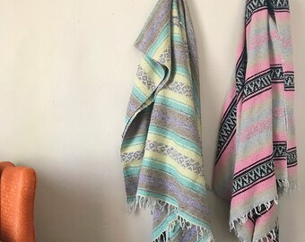Woven falsa blanket, vintage mexican throw