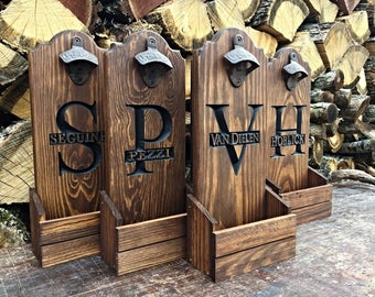 Groomsmen gift set, Unique gift Idea, bottle opener, Wall Mounted Bottle Opener, Beer Opener Cap Catcher, Beer Gift, Cast Iron opener