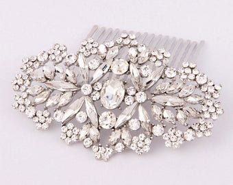 Crystal Bridal Hair Comb Art Deco Bridesmaid Gift Bridal Hair Piece Wedding Hair Accessories Bridal Headpiece Silver Bridal Hair Jewelry