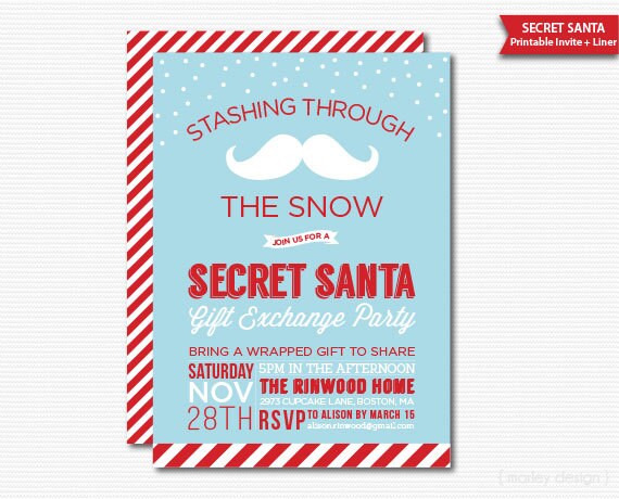 Secret Santa Invitation Gift Exchange Party Printable Holiday