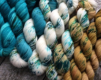yarn Kit for find your fade shawl/7 colors hand dyed yarn/Speckled/515grams/Fingering merino superwash/yarn kit to knit a shawl/gradient kit