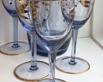 Vintage purple glass decanter and glasses