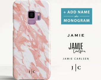 Samsung Galaxy S9 Plus case Marble Samsung Galaxy S8 case Samsung Galaxy A5 case Personalised Initials Phone case for Samsung. (MB17)