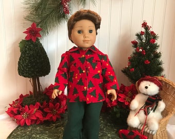 Christmas Pajamas and slippers, American Boy Doll