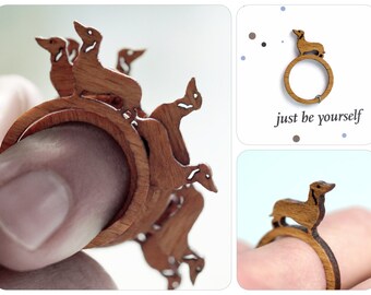 dachshund, animal ring, sausage dog, wood ring, laser cut jewelry, laser cut ring, gift sausage dog, sausage dog ring, dachshund jewelry