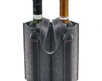 Felt bottles carrier felt wine carrier felt wine case felt wine bag felt wine tote two bottles carrier 2 bottles tote two bottles bag