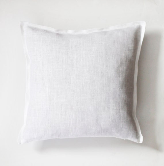 White pillow - white pillow cover - white natural fabric pillow cover - linen decorative pillows - white euro shams - sofa pillows 0035