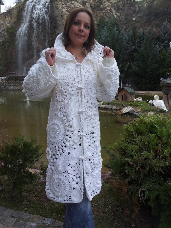 Crocheted Coat Handmade And Knitted Cardigan Inspired From