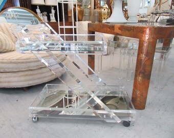 Glam Modern Lucite Z Bar Cart