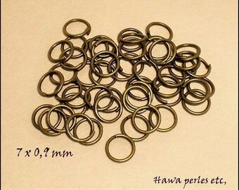 50 rings of junction open 7 x 0.9 mm brass Metal
