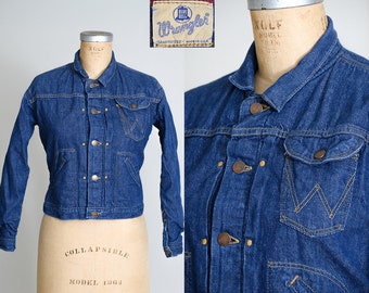 1950s Wrangler Blue Bell Indigo Denim Blanket Lined Jean Jacket Western Ranch Hand Selvedge Cone Denim Jacket