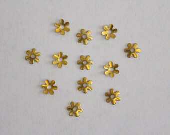 Teeny raw brass flower bead caps 6mm (12)
