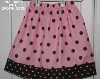 Pink Skirt with brown dots:SK003