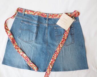 Denim craft apron half apron with pockets market apron