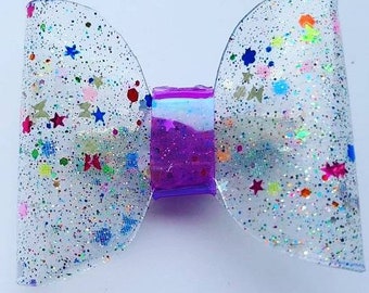 Cool transparent confetti hairbows