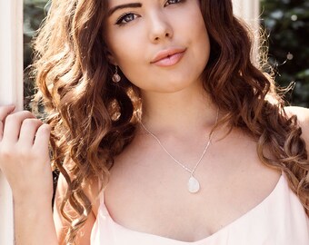 Blue Flash Moonstone Necklace - Rainbow Moonstone Pendant - Pear Drop Moonstone Necklace - Large Moonstone Necklace - June Birthstone